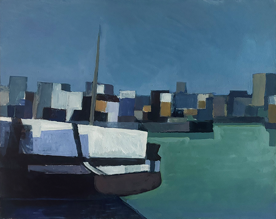 Hafen, Tempera, 55 x 70 cm